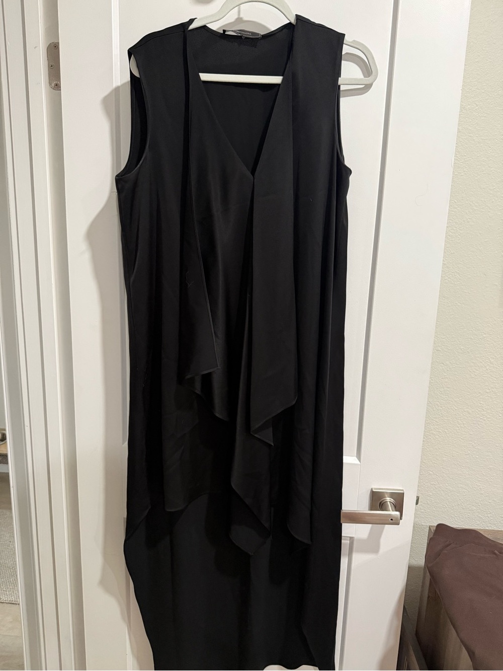BCBGMaxAzria Black Sleeveless Asymmetrical Draped Midi Dress